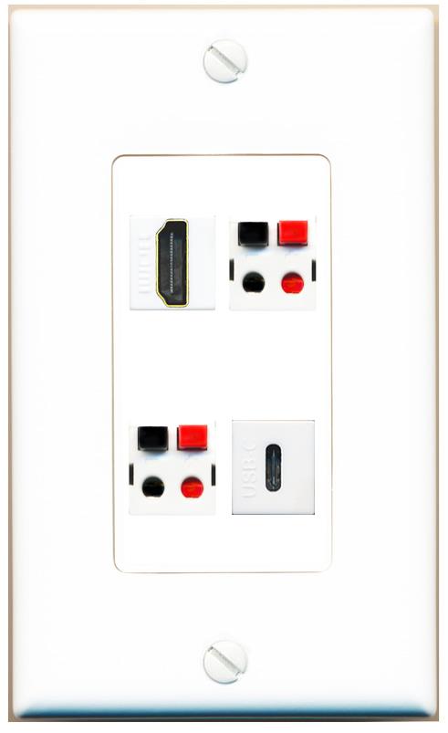 RiteAV HDMI 2 SPEAKER USBC Wall Plate [White]