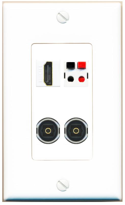 RiteAV HDMI SPEAKER 2 TOSLINK Wall Plate [White]