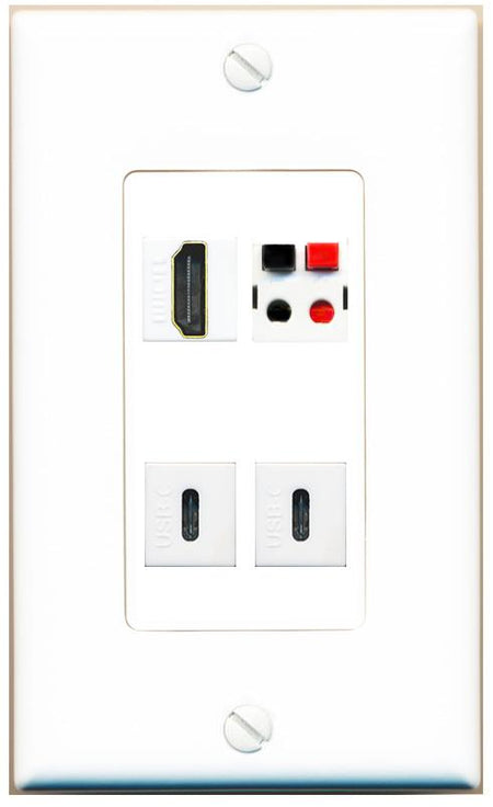 RiteAV HDMI SPEAKER 2 USBC Wall Plate [White]