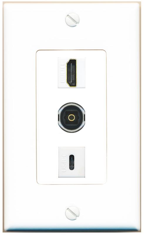 HDMI TOSLINK USBC Wall Plate [White]