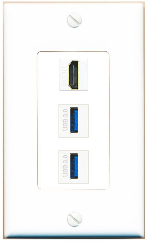 HDMI 2 USB-3 Wall Plate [White]
