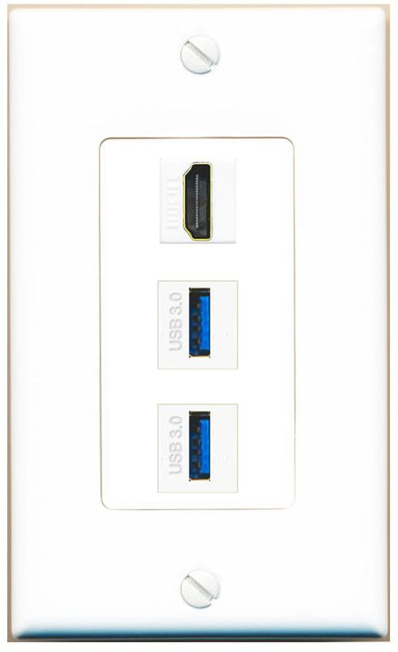 HDMI 2 USB-3 Wall Plate [White]