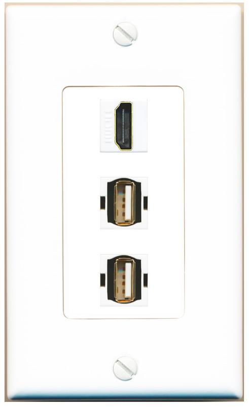 HDMI 2 USB2 Wall Plate [White]