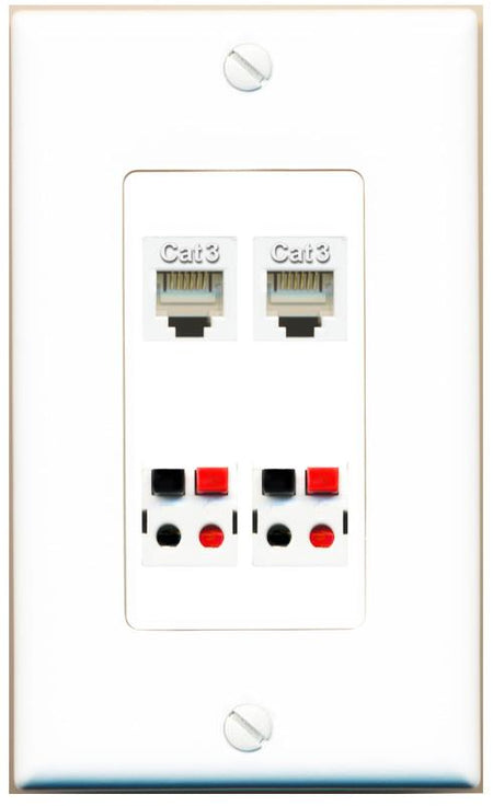 RiteAV 2 PHONE 2 SPEAKER Wall Plate [White]