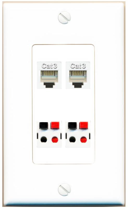 RiteAV 2 PHONE 2 SPEAKER Wall Plate [White]