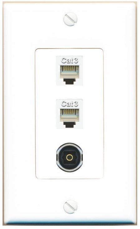 2 PHONE TOSLINK Wall Plate [White]