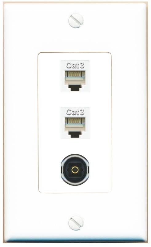 2 PHONE TOSLINK Wall Plate [White]