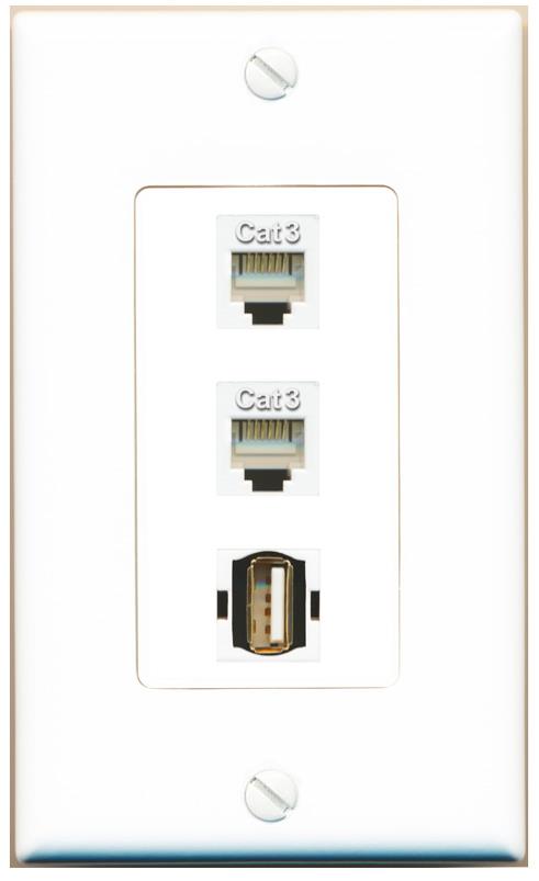 2 PHONE USB2 Wall Plate [White]