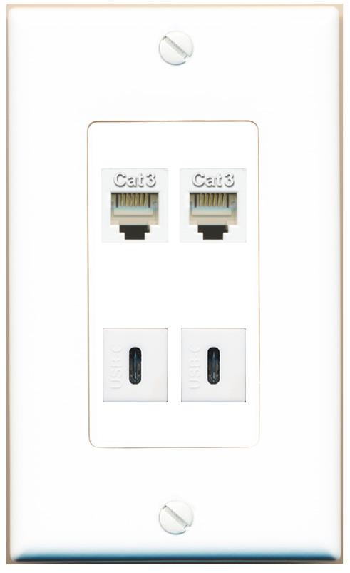 RiteAV 2 PHONE 2 USBC Wall Plate [White]