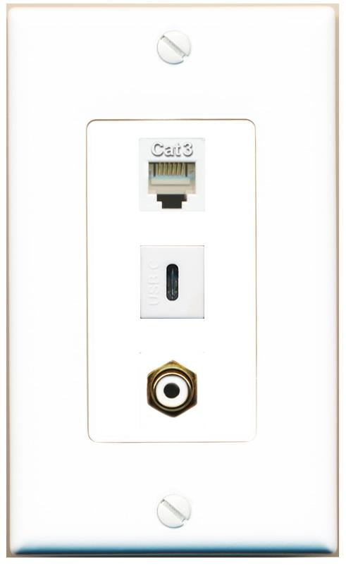 PHONE RCA-WHITE USBC Wall Plate [White]