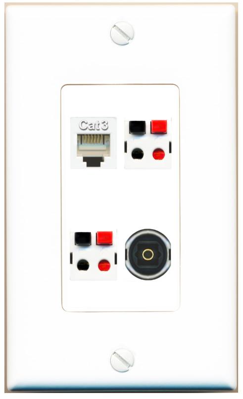 RiteAV PHONE 2 SPEAKER TOSLINK Wall Plate [White]