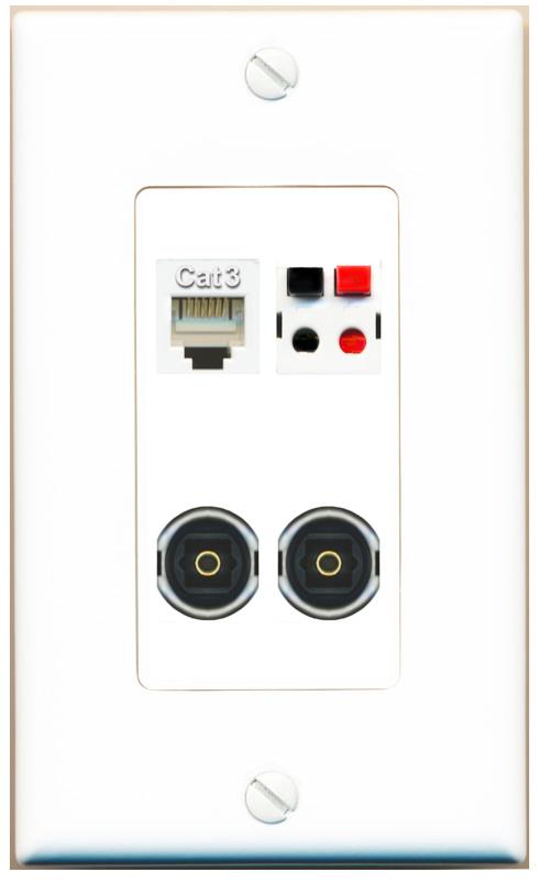 RiteAV PHONE SPEAKER 2 TOSLINK Wall Plate [White]