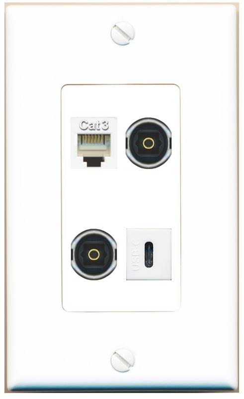 RiteAV PHONE 2 TOSLINK USBC Wall Plate [White]