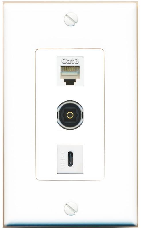PHONE TOSLINK USBC Wall Plate [White]