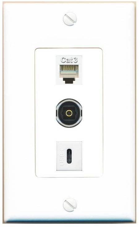 PHONE TOSLINK USBC Wall Plate [White]