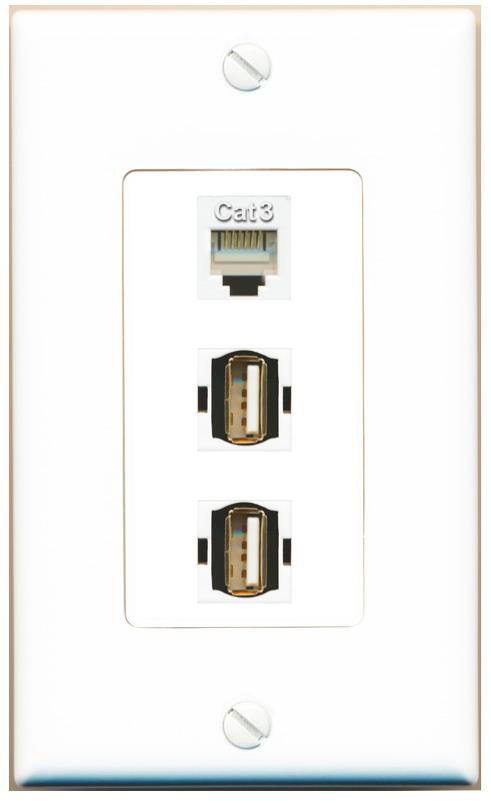 PHONE 2 USB2 Wall Plate [White]