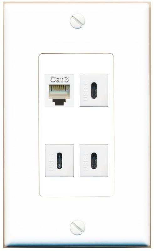 RiteAV PHONE 3 USBC Wall Plate [White]
