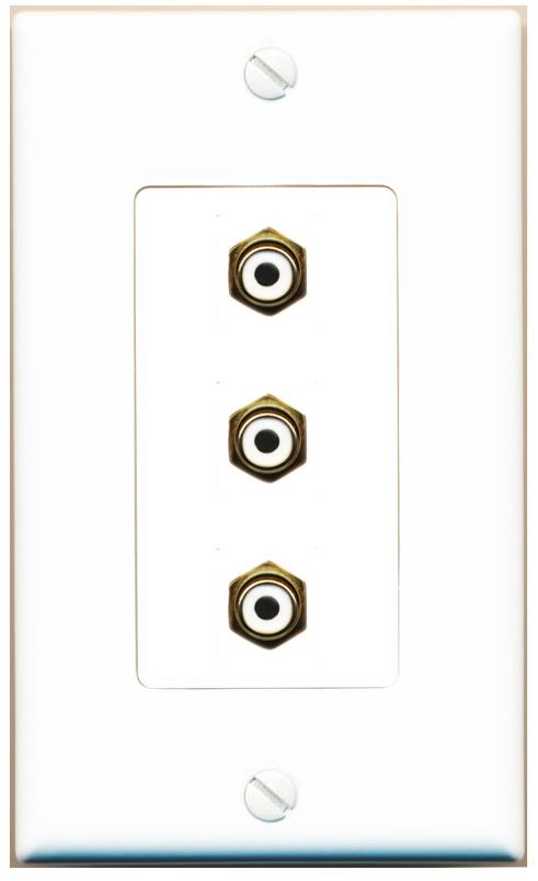 3 RCA-WHITE Wall Plate [White]