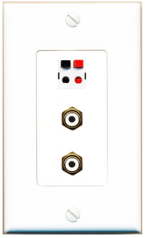 2 RCA-WHITE SPEAKER Wall Plate [White]