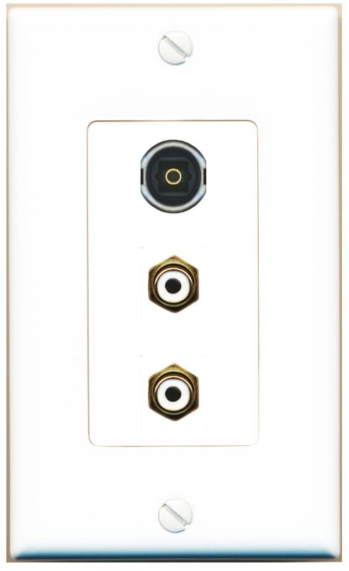 2 RCA-WHITE TOSLINK Wall Plate [White]
