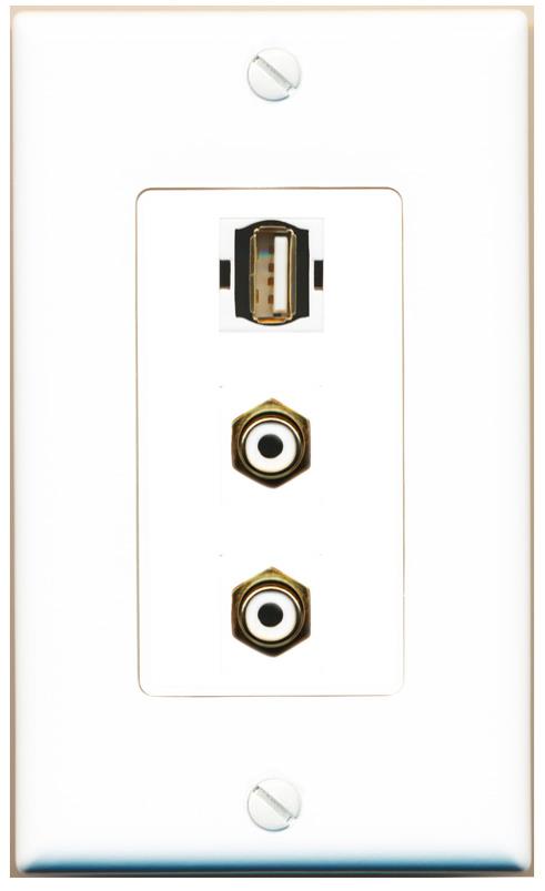 2 RCA-WHITE USB2 Wall Plate [White]