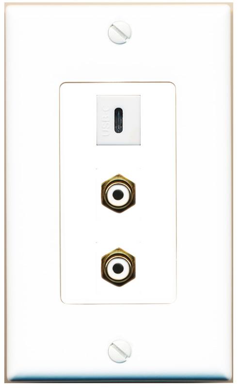 2 RCA-WHITE USBC Wall Plate [White]