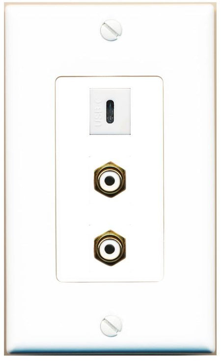 2 RCA-WHITE USBC Wall Plate [White]