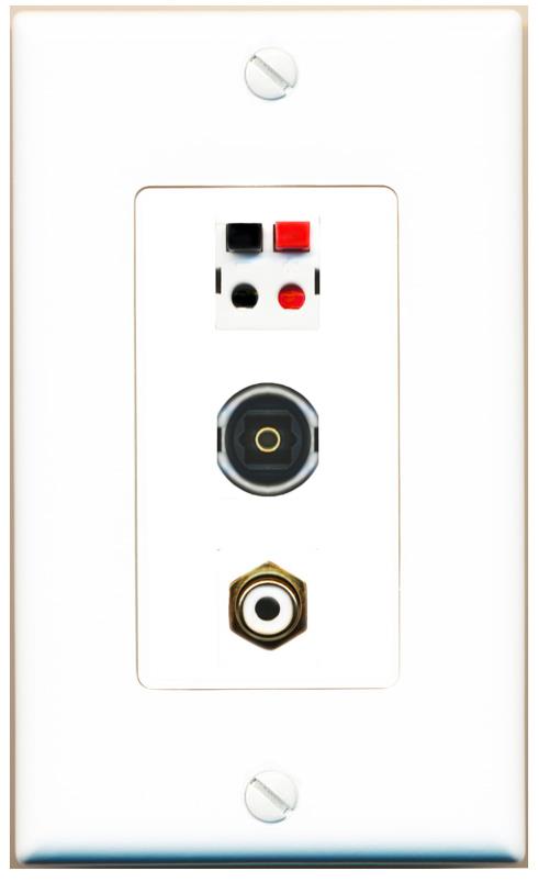 RCA-WHITE SPEAKER TOSLINK Wall Plate [White]