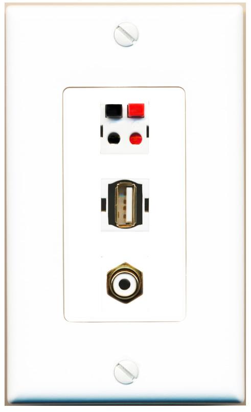 RCA-WHITE SPEAKER USB2 Wall Plate [White]