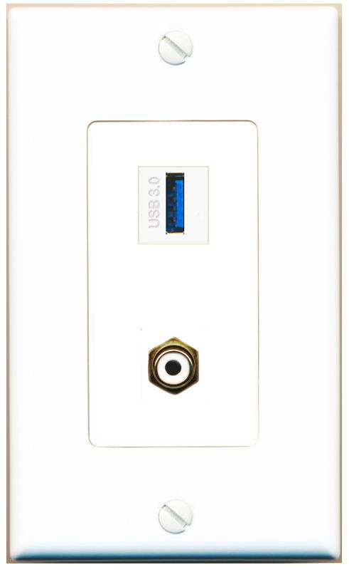 RCA-WHITE USB-3 Wall Plate [White]