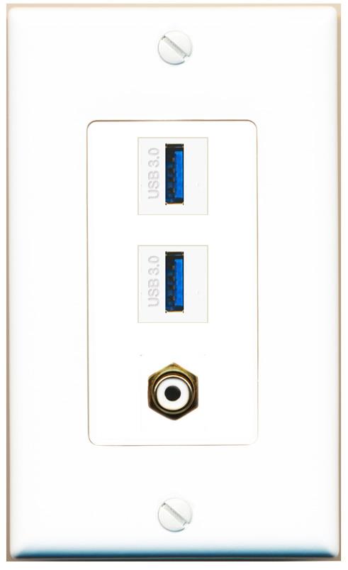 RCA-WHITE 2 USB-3 Wall Plate [White]