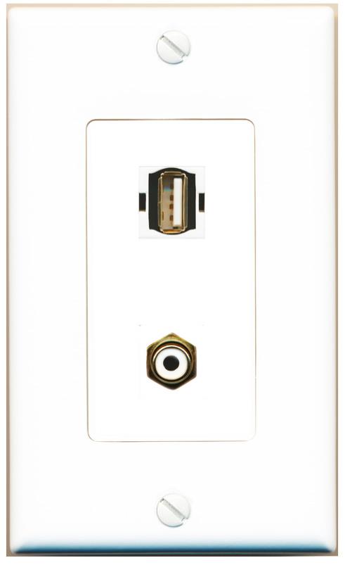 RCA-WHITE USB2 Wall Plate [White]