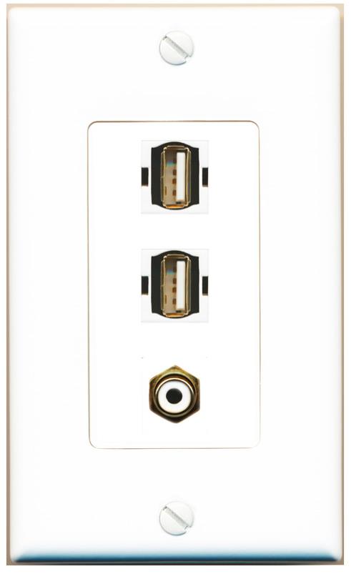 RCA-WHITE 2 USB2 Wall Plate [White]