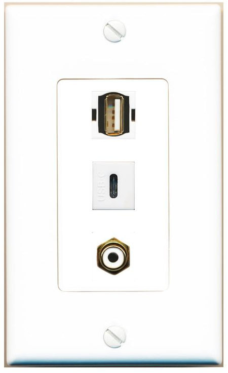 RCA-WHITE USB2 USBC Wall Plate [White]