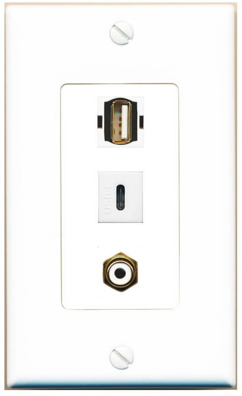 RCA-WHITE USB2 USBC Wall Plate [White]