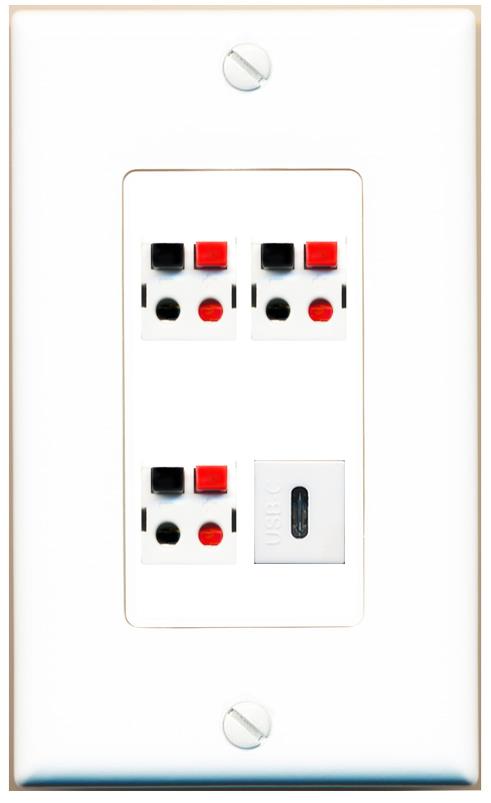RiteAV 3 SPEAKER USBC Wall Plate [White]