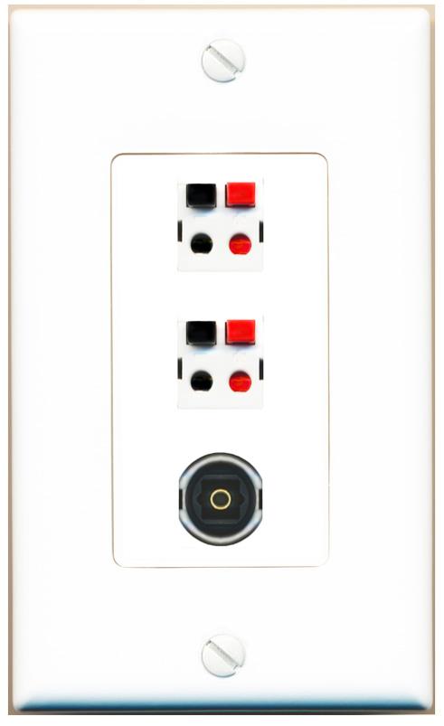 2 SPEAKER TOSLINK Wall Plate [White]