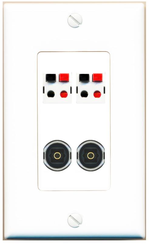 RiteAV 2 SPEAKER 2 TOSLINK Wall Plate [White]