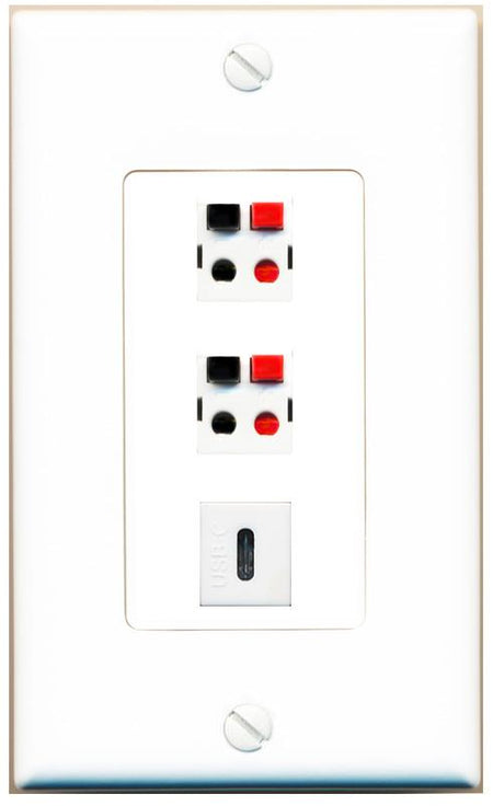 2 SPEAKER USBC Wall Plate [White]