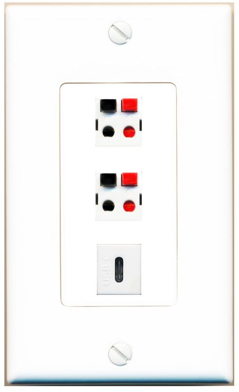 2 SPEAKER USBC Wall Plate [White]