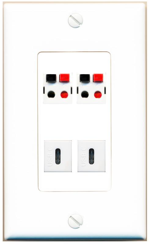 RiteAV 2 SPEAKER 2 USBC Wall Plate [White]