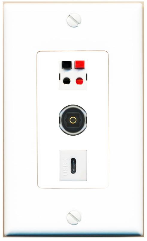 SPEAKER TOSLINK USBC Wall Plate [White]