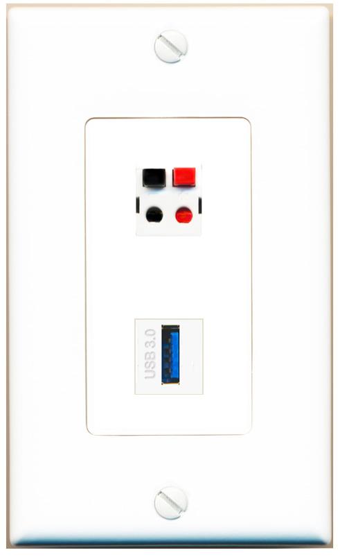 SPEAKER USB-3 Wall Plate [White]
