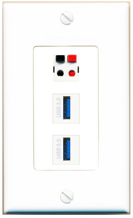 SPEAKER 2 USB-3 Wall Plate [White]