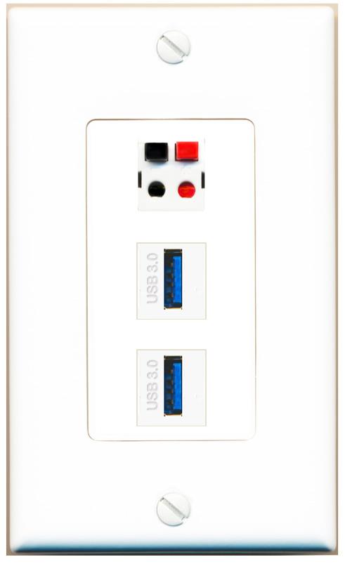 SPEAKER 2 USB-3 Wall Plate [White]