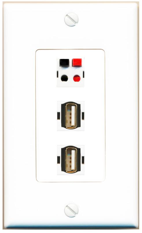 SPEAKER 2 USB2 Wall Plate [White]