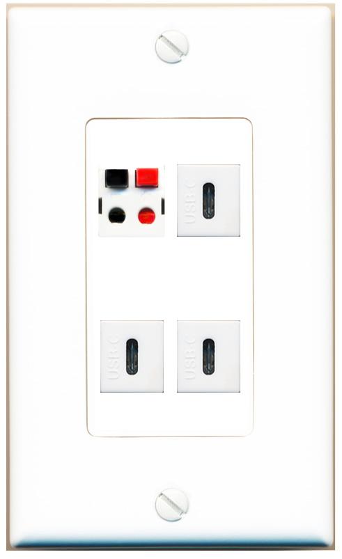 RiteAV SPEAKER 3 USBC Wall Plate [White]