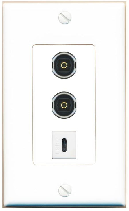 2 TOSLINK USBC Wall Plate [White]