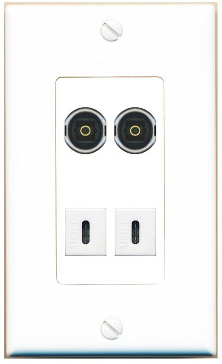 RiteAV 2 TOSLINK 2 USBC Wall Plate [White]
