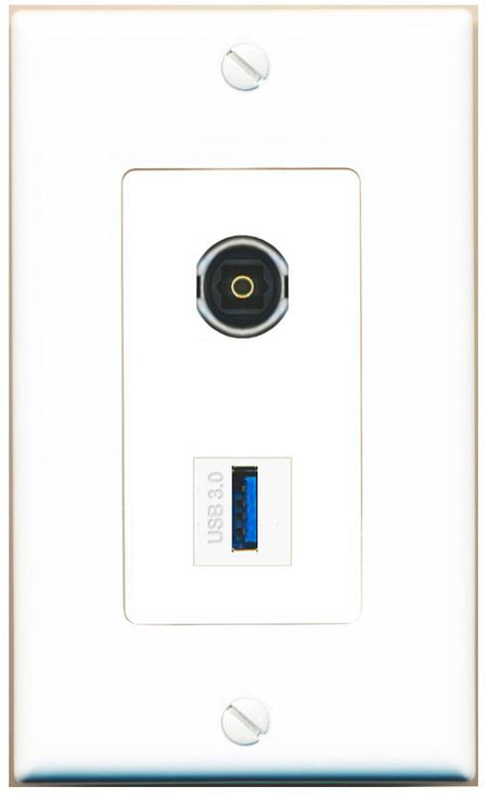 TOSLINK USB-3 Wall Plate [White]